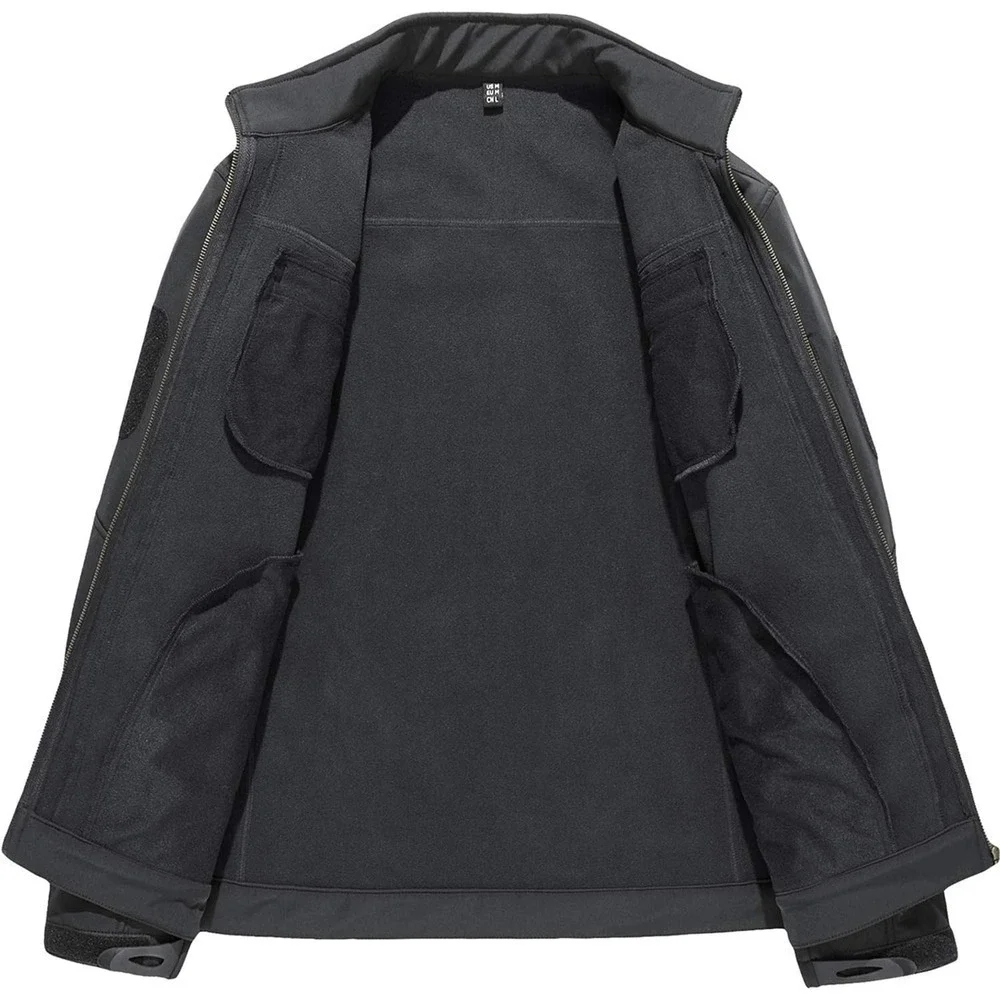 Men’s SoftShell Jacket Fleece Lined Water Resistant Tactical Coat Gray Small